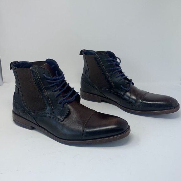 Stacy Adams Rafferty 21417-200 Lace-Up Boot Men 11 Brown Leather Almond Toe 8127 - Picture 1 of 11